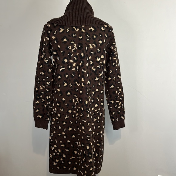 Tommy Hilfiger Cheetah Leopard Turtleneck Brown Long Sleeve Winter Sweater Dress - Picture 5 of 7